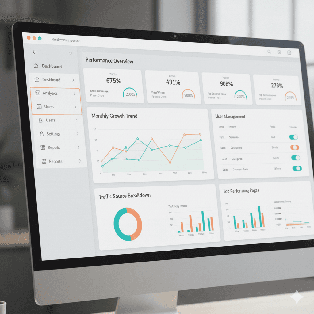 Modern admin dashboard interface for managing business operations