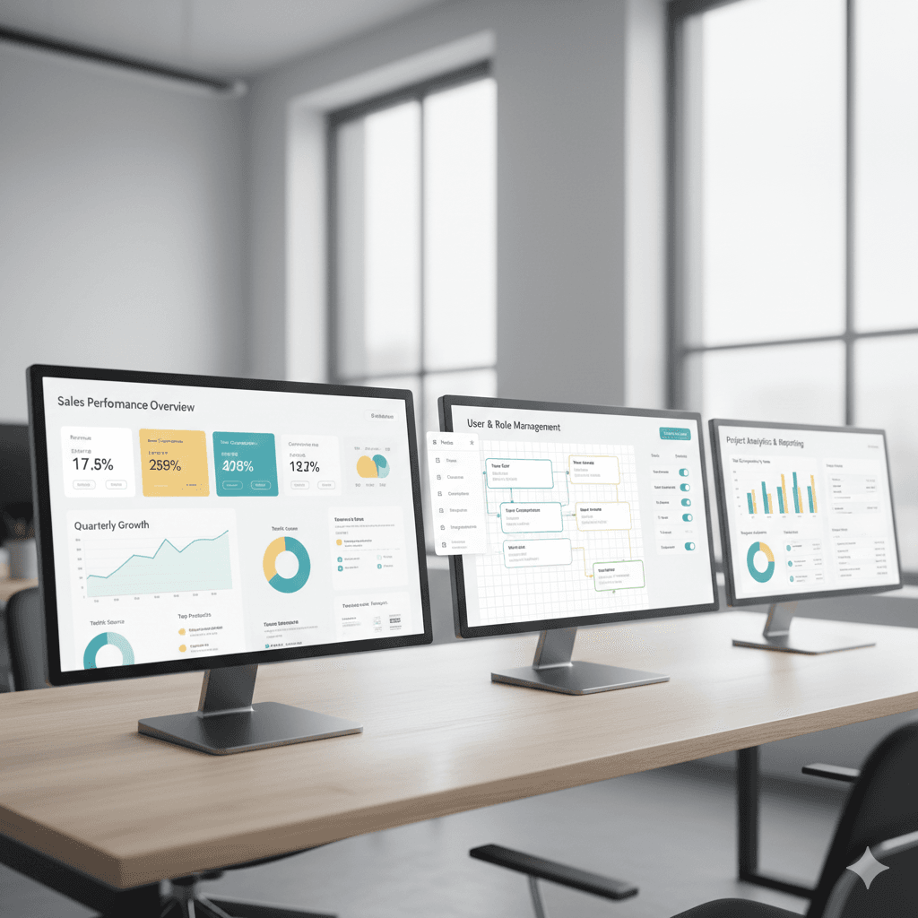 Business platform dashboard and internal system interface