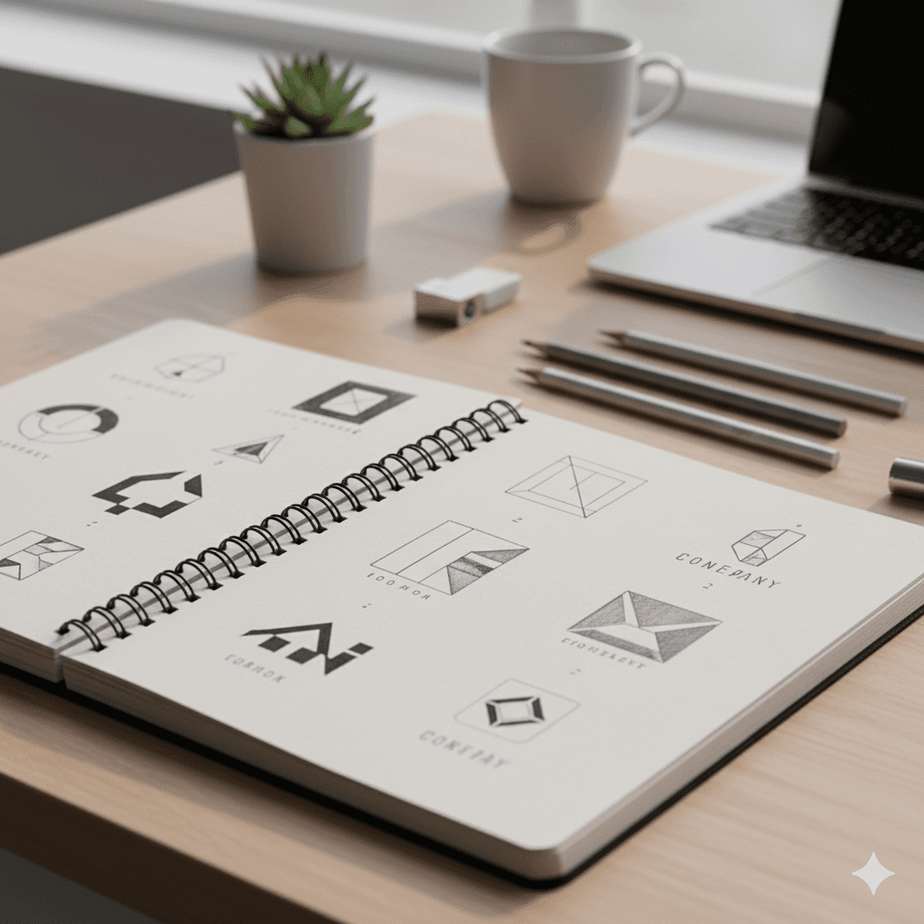 Brand moodboard or colour palette & logo concepts.